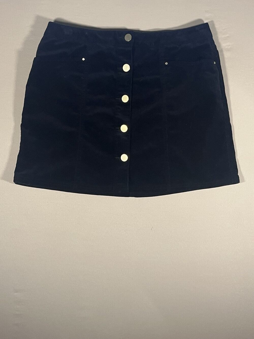 Maison Jules Women's Black Solid Button-Front Mini Skirt Size 10 Regular